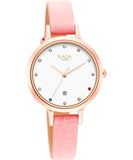Titan Women's Watch Raga White Dial Pink Leather Strap Watch, 2666WL01