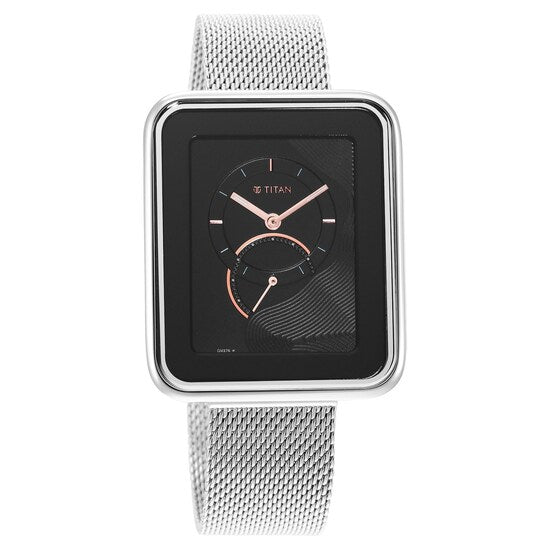 Titan, Women, Analog, Watch, Black Dial, Stainless steel Strap, 2676SM01