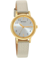 Titan Women's Watch Grey Dial Grey Leather Strap Watch, 2678YL01