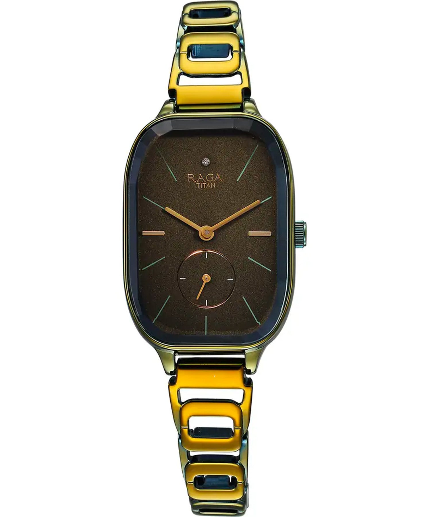 Titan Women's Watch Raga Chic Collection, Green Dial Green Metal Strap, 2687QM01