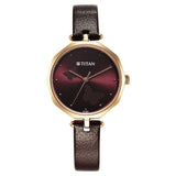 Titan, Women, Analog, Watch, Purple Dial, Leather Strap, 2702WL01