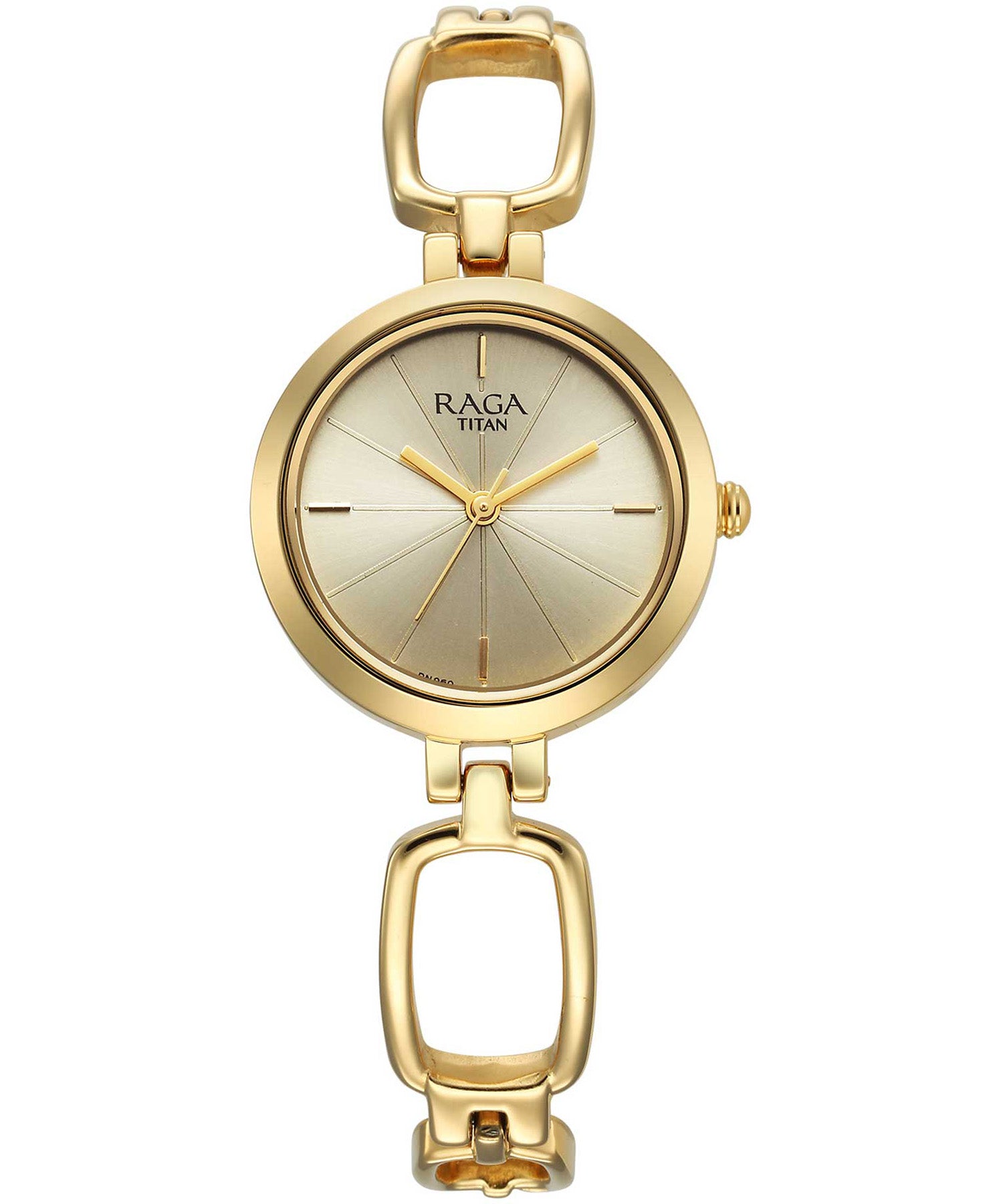 Titan Raga Collection Champagne Dial Gold Metal Strap Watch for Women, 2725YM01