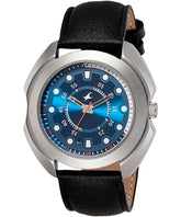 Fastrack Quartz Analog Men's Watch, Blue Dial Leather Strap Watch, 3117SL04