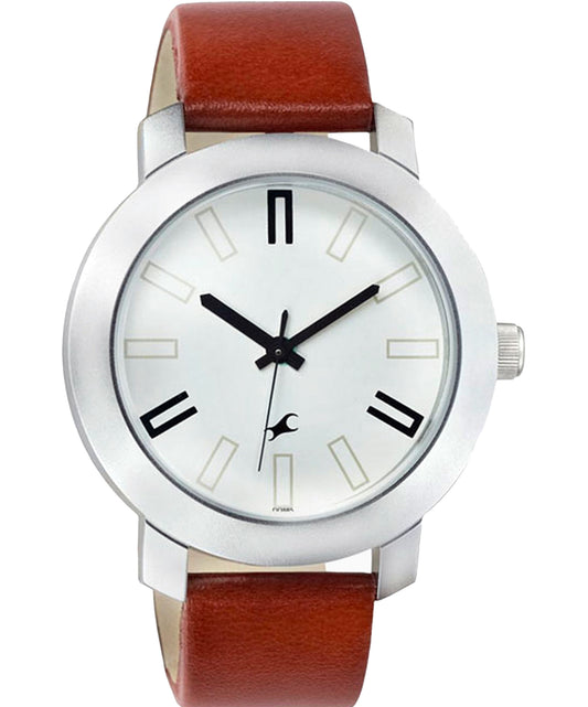 Fastrack, Men's, Analog Watch, White Dial, with Leather Band, FA-3120SL01