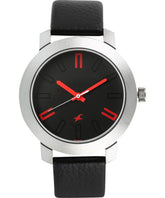 Fastrack Quartz Analog Men's Watch, Black Dial Leather Strap Watch, 3120SL02