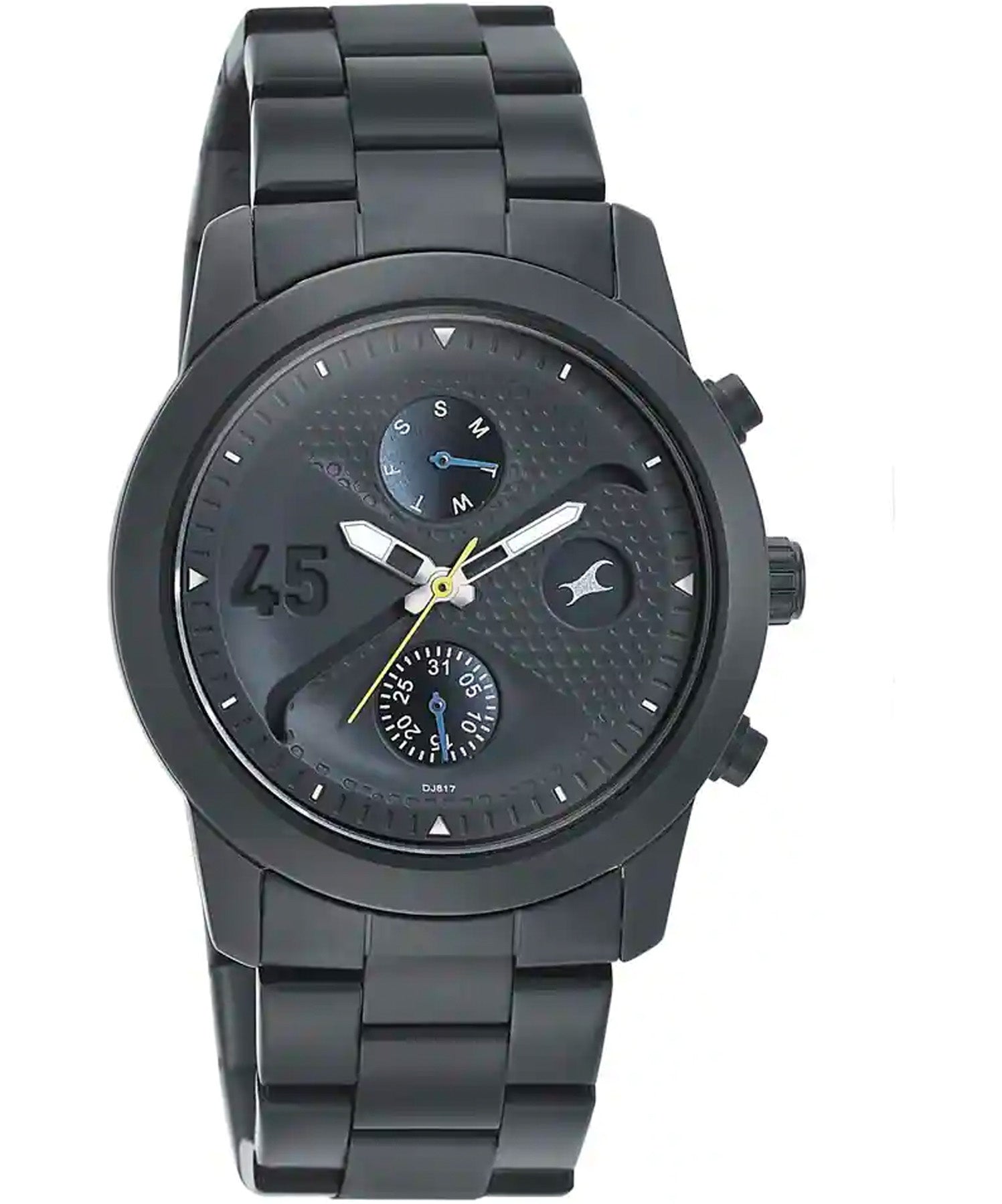 Fastrack Go Skate Quartz Multifunction Men's Watch, Black Dial Stainless Steel Strap, 3216NM01