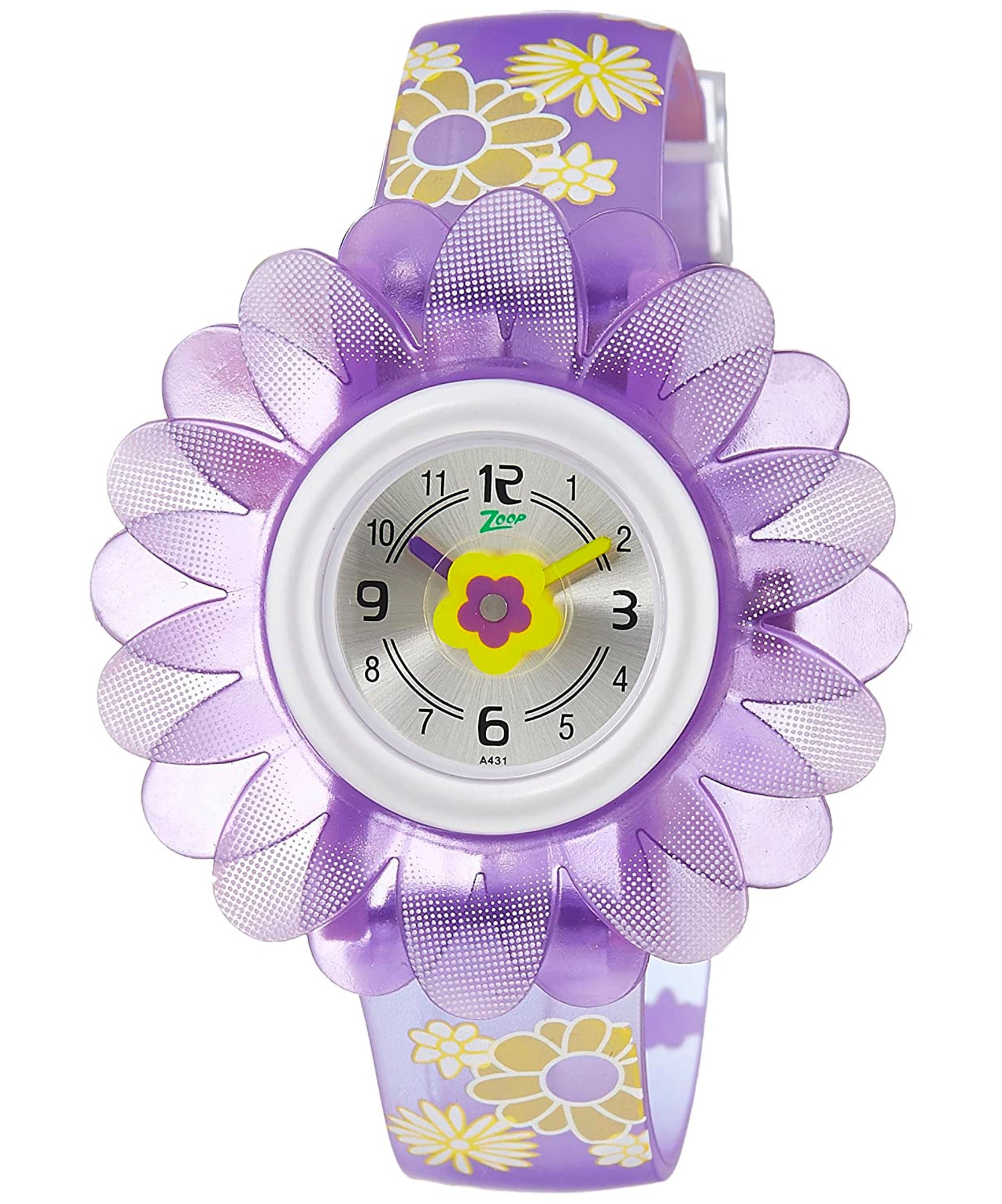 Zoop By Titan Kids’s Watch Collection Analog, Silver Dial Light Purple Plastic Band, 4005PP02