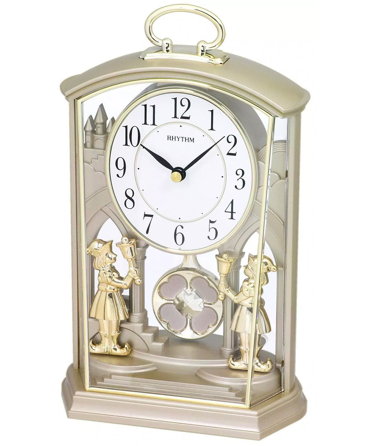 Rhythm, Gold Carriage with Swinging Pendulum Mantel Clock, 4RP796WR18