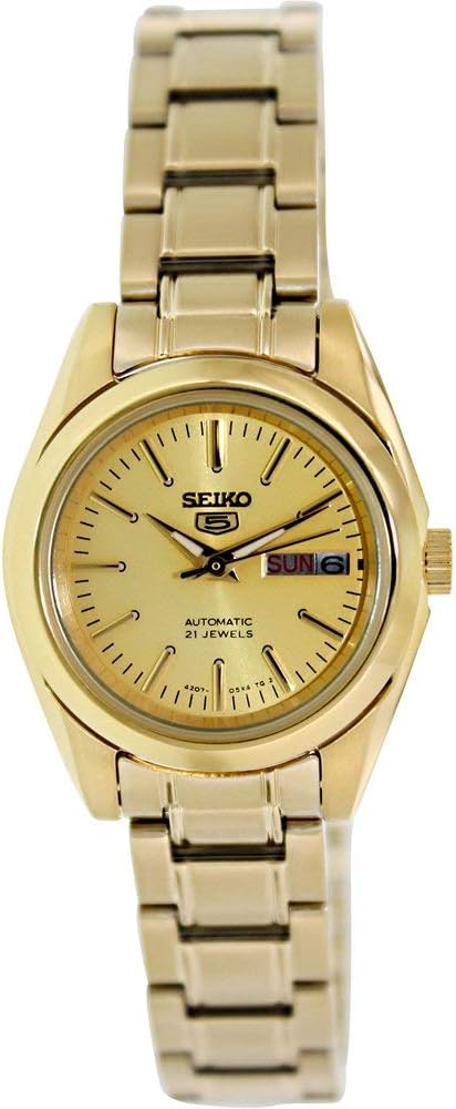Seiko Women's Mechanical Watch Analog, Gold Dial Gold Stainless Band, SYMK20K