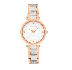 Police Women's Watch Analog, Silver Dial Silver & Rose Gold Stainless Band, P14868BSTR-0