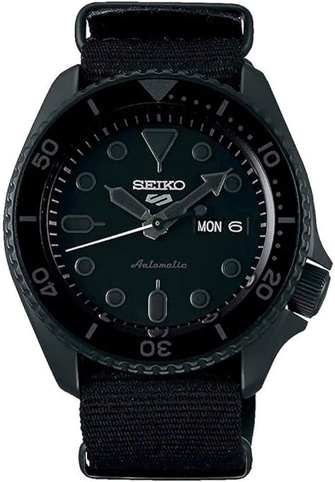 Seiko Men's Sports Mechanical Watch Analog, Black Dial Black Nylon Band, SRPD79K
