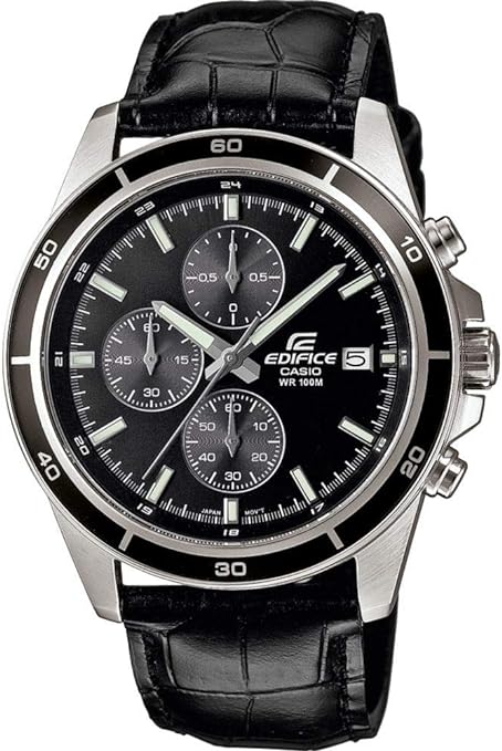 Edifice men analog watch, black dial with comfortable strap, model GS-EFR-526L-1AVUDF, Bahrain
