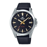 Edifice Men's Watch 3-Hands Analog Black Dial Black Leather Band, EFV-140L-1AVUDF