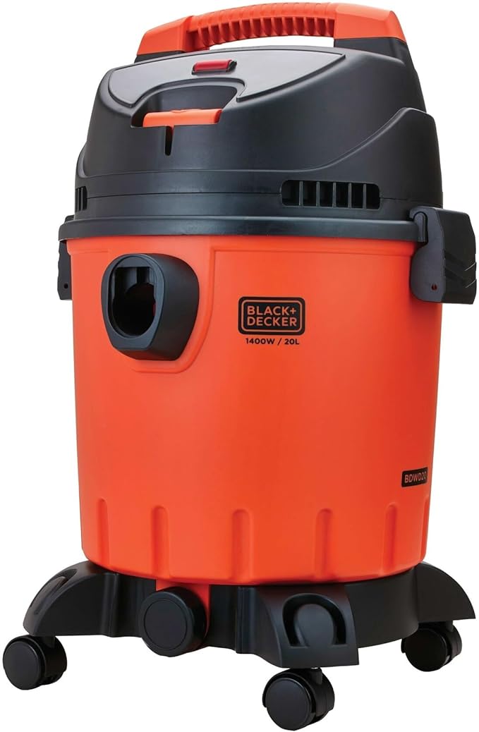 Black+Decker, 1400W 20 Litres Wet And Dry Tank Drum Vacuum Cleaner, Orange/Black,WDBD20-B5