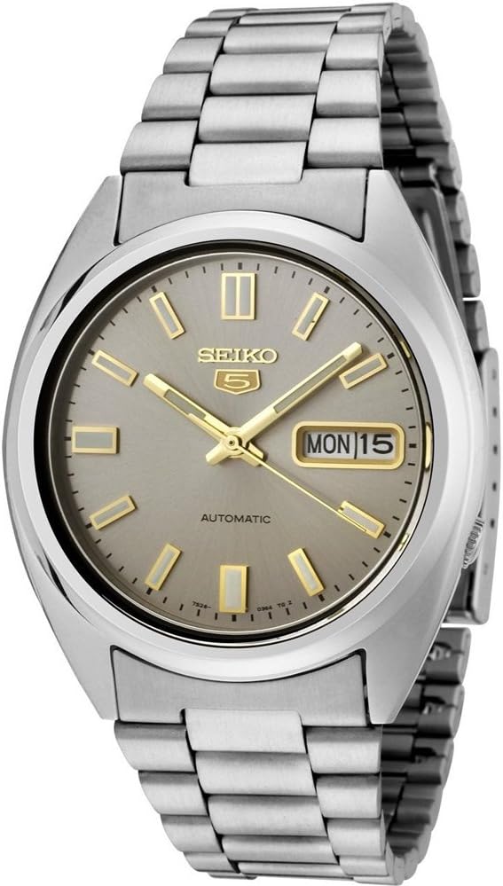 Seiko Men's Mechanical Watch, Automatic 21 Jewels Grey Dial Silver Stainless Band, SNXS75K