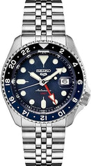 Seiko Men's Automatic GMT Watch, Blue Dial Steel Bracelet, SSK003K