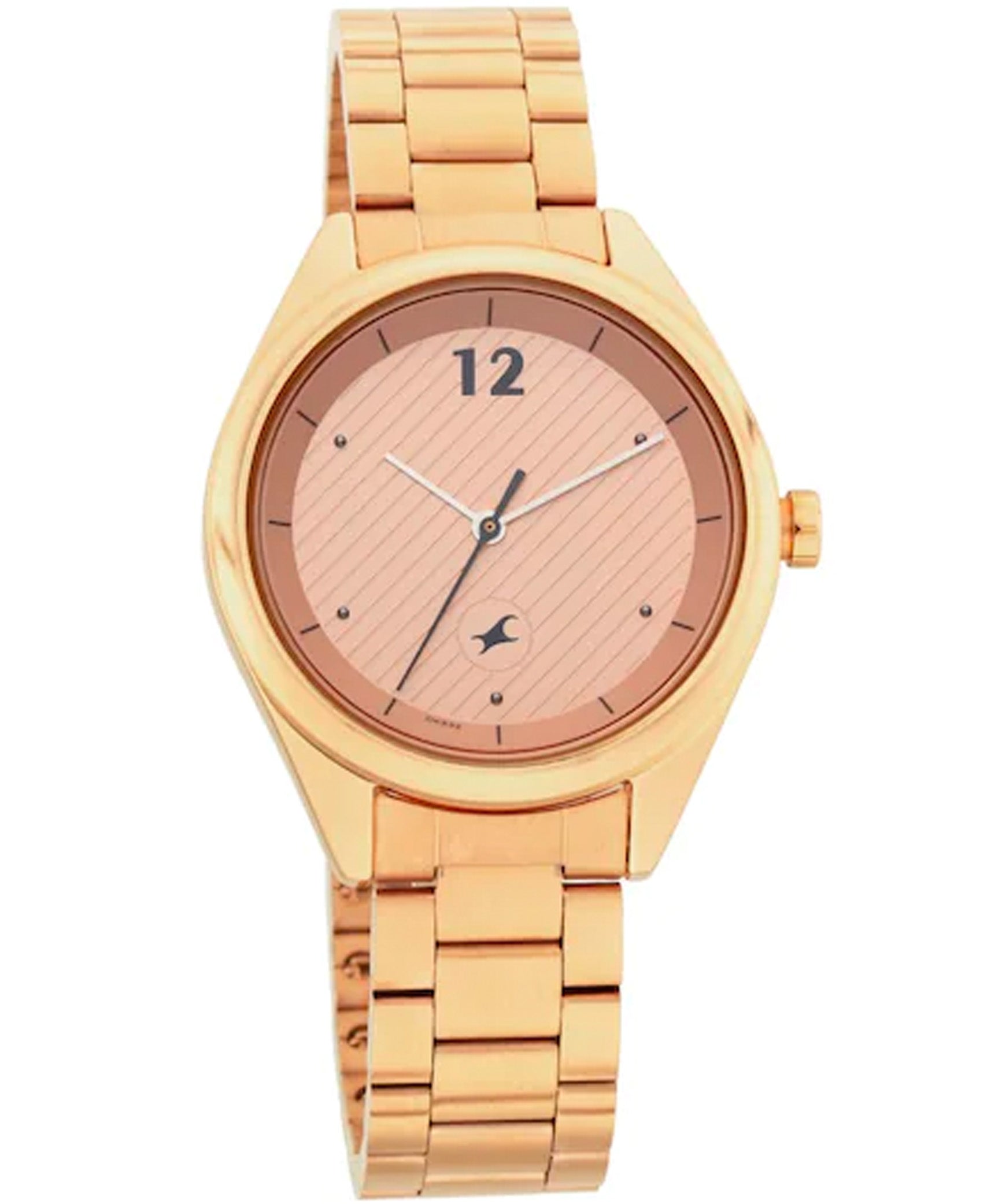 Fastrack Women's Analog Watch, Rose Gold Dial & Rose Gold Stainless Steel Strap, 6215WM01