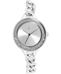 Fastrack, Women's Watch, Silver Dial Silver Brass Strap, 68026SM01
