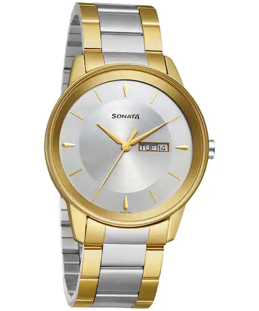 Sonata, Men, Analog, Watch, Silver Dial, Stainless steel Strap, 7133BM03