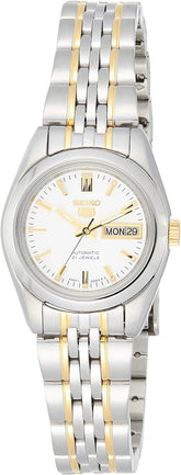 Seiko Women's Mechanical Watch Analog, White Dial Silver Stainless Band, SYMA35K