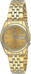 Seiko Men's Mechanical Watch Analog, Gold Dial Gold Stainless Band ,SNK366K