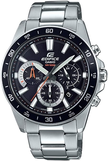 Edifice Men's Watch Analog Chronograph, Black Dial Silver Stainless Steel Band, EFV-570D-1AVUDF