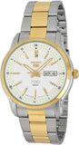 Seiko Men's Mechanical Watch Analog, White Dial Silver & Gold Stainless Band, SNKP14J authentic Seiko watch with original box and warranty papers