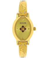 Sonata Women's Gold Dial Golden Stainless Steel Strap Watch, 8100YM04