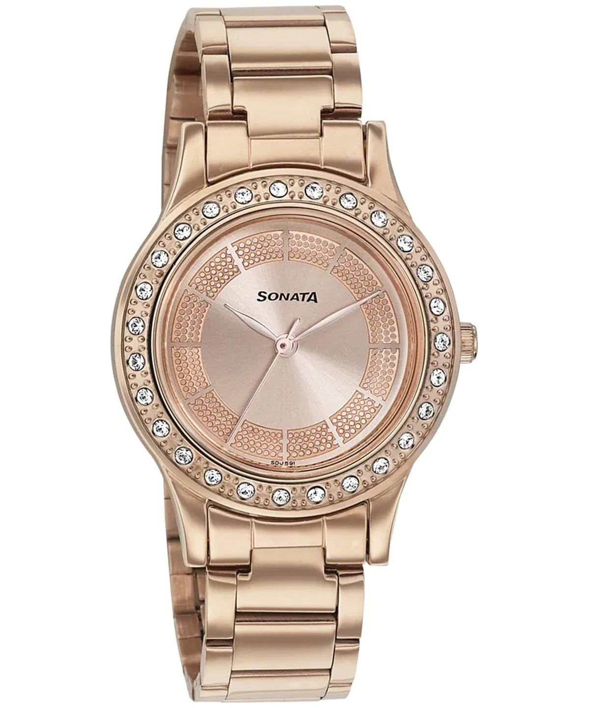 Sonata Women's Blush Rose Gold Dial Rose Gold Stainless Steel Strap Watch, 8123WM03
