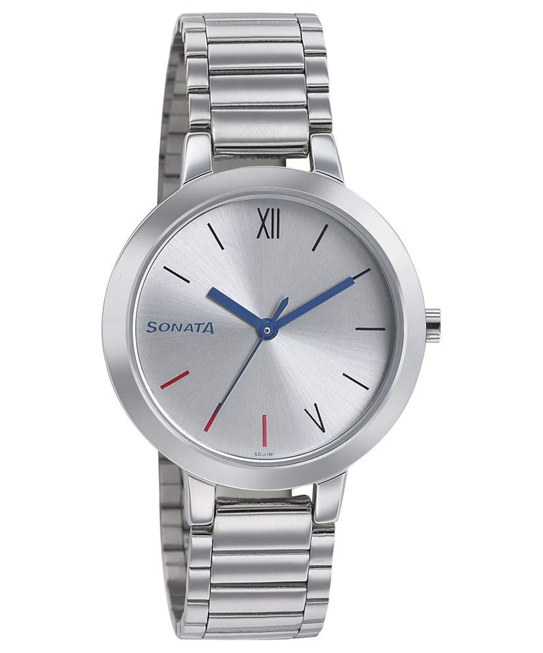 Sonata Women's Silver Dial Silver Stainless Steel Strap Watch, 8141SM04