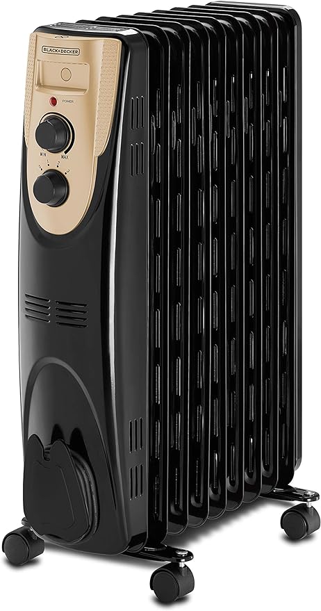 Black+Decker, 9 Fin Oil Radiator Black, 2000 Watts, OR090D-B5