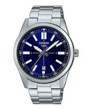 Casio Men's Watch, Blue Dial Silver Stainless Steel Strap, MTP-VD02D-2EUDF