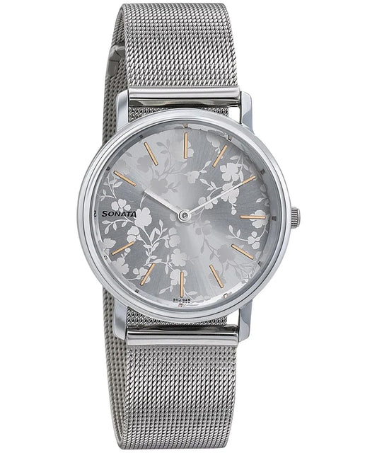 Sonata, Women, Analog, Watch, Silver Dial, Stainless steel Strap, 87029SM02