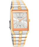 Titan Men's Watch Silver Dial Silver & Rose Gold Stainless Steel Strap Watch, 9151KM01