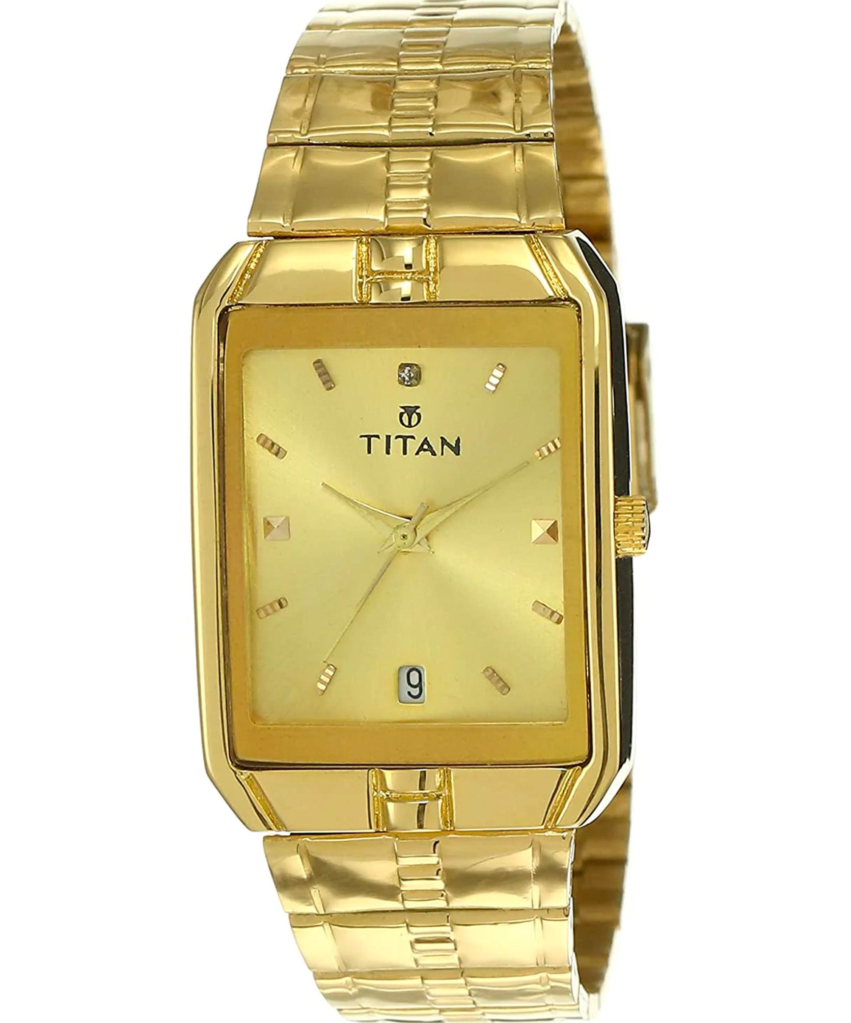 Titan Men's Watch Karishma Collection Analog, Gold Dial Gold Stainless Strap, 9151YM03