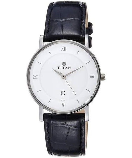 Titan, Men, Analog, Watch, White Dial, Leather Strap, 9162SL04