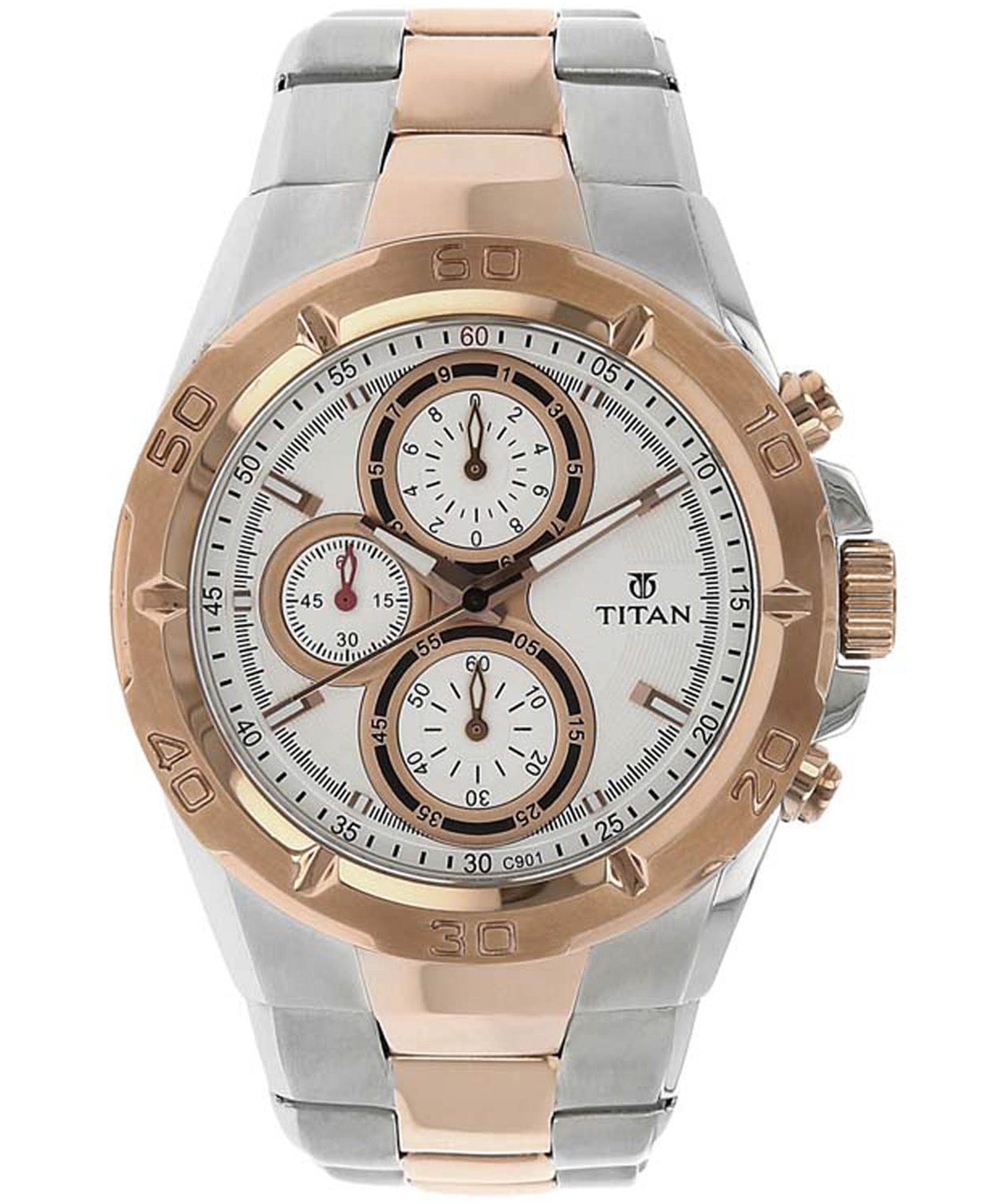 Titan Men's Watch Regallia Collection, Silver Dial Two Toned Strap, 9308KM01