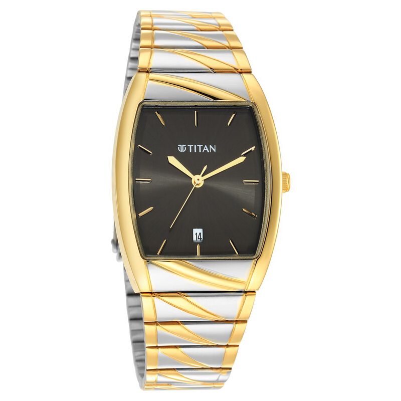 Titan Men's Watch Black Dial Two Toned Metal Strap Watch, 9315BM03