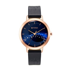 Titan Engrave Analog Women's Watch, Blue Dial Leather Strap, 95133WL02