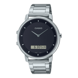 Casio Men's Watch Analog, Black Dial Silver Stainless Steel Strap, MTP-B200D-1EDF