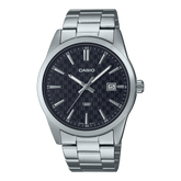 Casio Men's Watch, Black Dial Silver Stainless Steel Strap, MTP-VD03D-1A