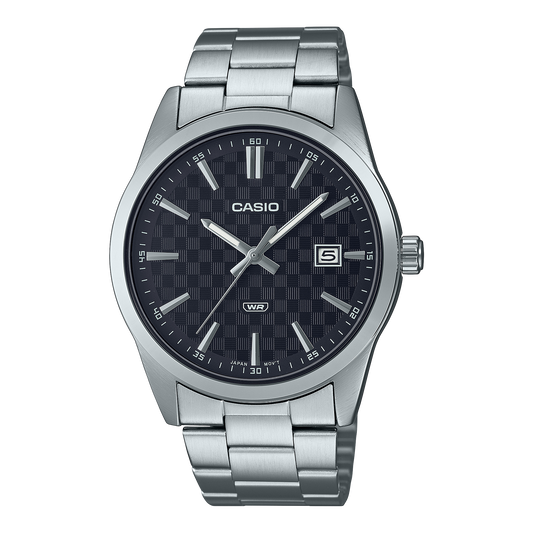 Casio men analog watch, black dial with comfortable strap, model CS-MTP-VD03D-1A, Bahrain