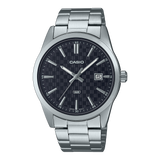 Casio Men's Watch, Black Dial Silver Stainless Steel Strap, MTP-VD03D-1A
