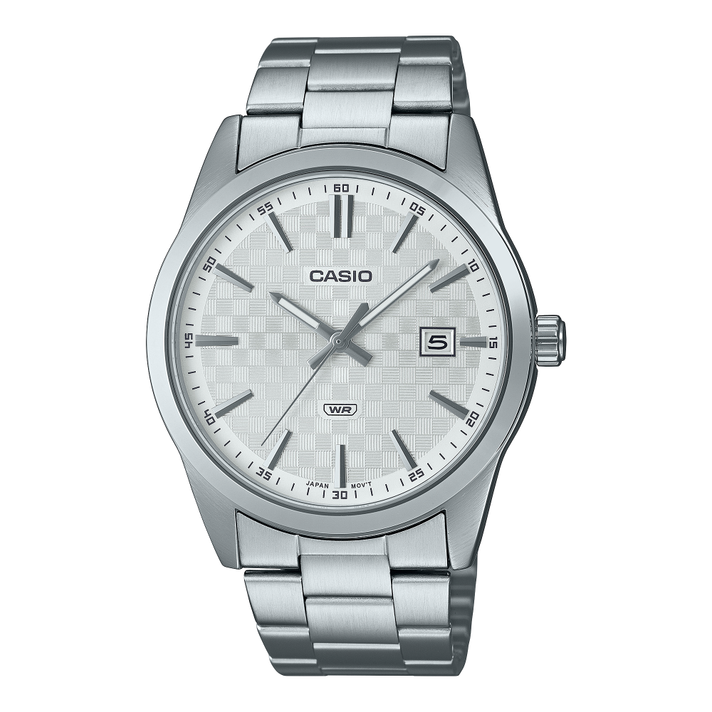 Casio men analog watch, silver dial with comfortable strap, model CS-MTP-VD03D-7A, Bahrain