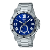 Casio Men's Watch, Blue Dial Silver Stainless Steel Strap, MTP-VD200D-2BUD