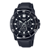 Casio Men's Watch Analog, Black Dial Black Leather Strap, MTP-VD300BL-1EU