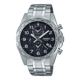Casio Men's Watch Analog, Black Dial Silver Stainless Steel Strap, MTP-W500D-1AVDF