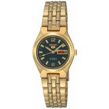 Seiko Women's Mechanical Watch Analog, Black Dial Gold Stainless Band, SYMK38K