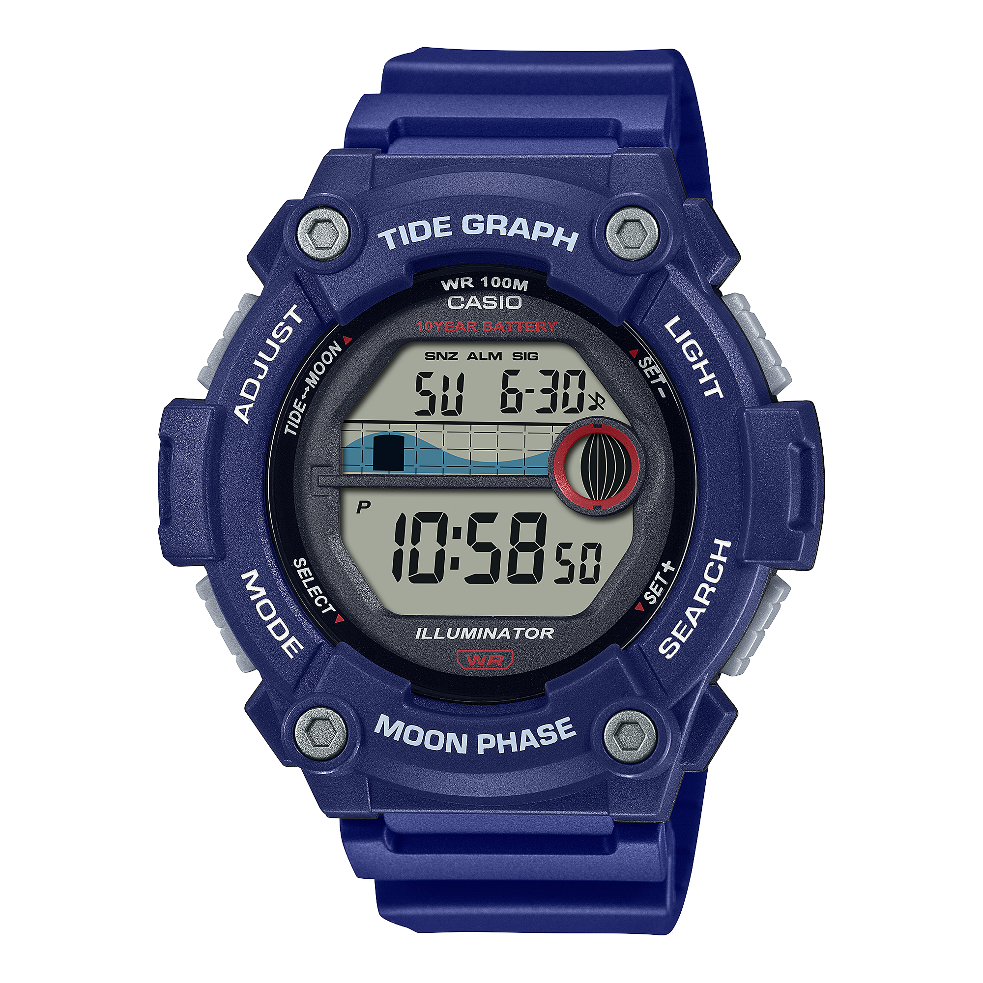 Casio Men's Watch Digital, Blue Dial Blue Resin Strap, WS-1300H-2AVDF