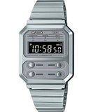 Casio Unisex Watch Vintage Collection Digital Display , Grey Stainless Steel Strap, A100WE-7BDF